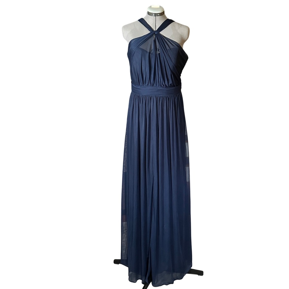 Alfred Sung Midnight Blue Formal Dress Wedding D720 Sz 16L Bridesmaid‎ Navy - Picture 2 of 9